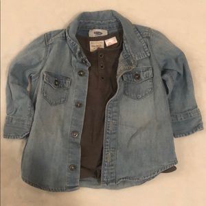 Denim button down and tee baby